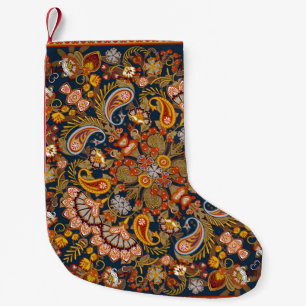 Vintage paisley bandanna print,  silk neck scarf o small christmas stocking