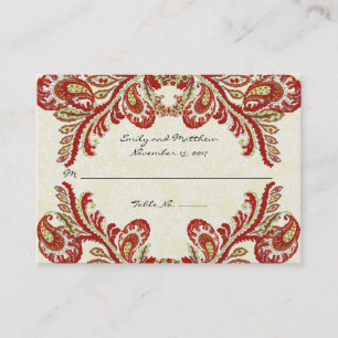 Vintage Paisley Damask Table Place Cards