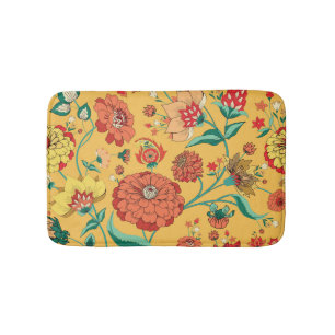 Vintage Paisley Floral Garden Bath Mat