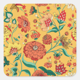 Vintage Paisley Floral Garden Square Sticker