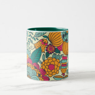 Vintage Paisley Flowers Two-Tone Coffee Mug