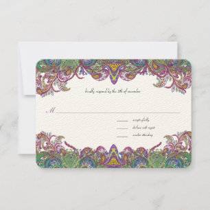 Vintage Paisley Honeysuckle Damask Wedding RSVP