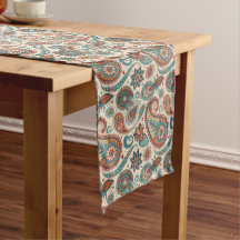 Vintage Paisley in Red Teal Cream