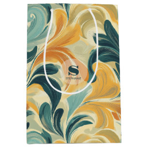 Vintage Paisley-Inspired Leaf Pattern (1) Medium Gift Bag