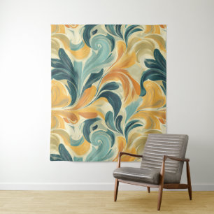 Vintage Paisley-Inspired Leaf Pattern (1) Tapestry