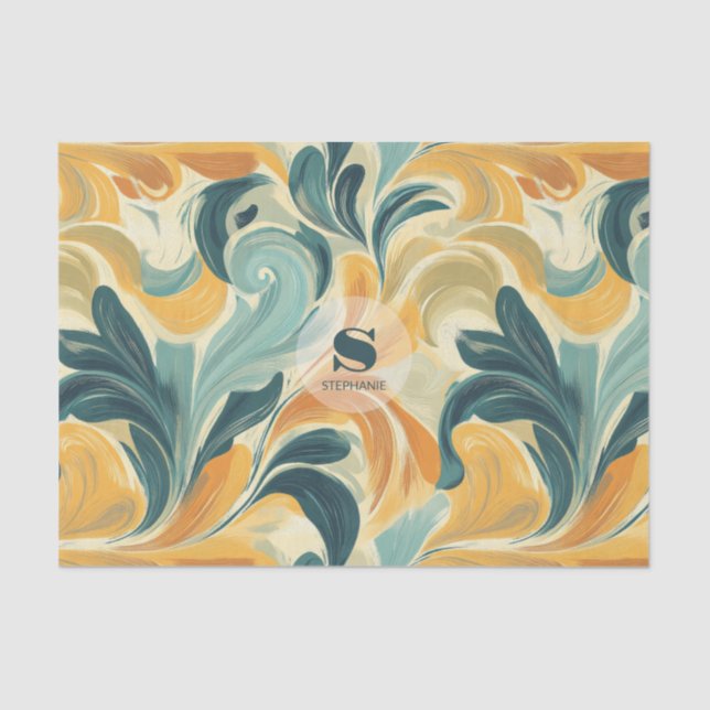 Vintage Paisley-Inspired Leaf Pattern (1) Tissue Paper (Front)