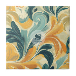 Vintage Paisley-Inspired Leaf Pattern Tile