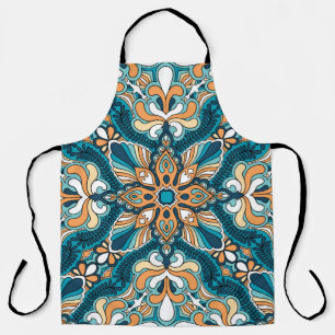 vintage paisley kerchief ornament print. Silk head Apron