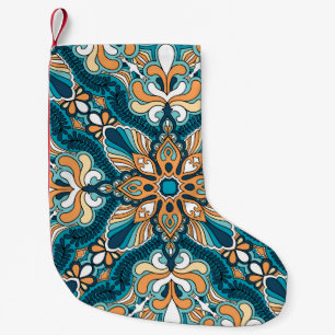 vintage paisley kerchief ornament print. Silk head Small Christmas Stocking