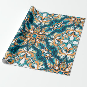 vintage paisley kerchief ornament print. Silk head Wrapping Paper