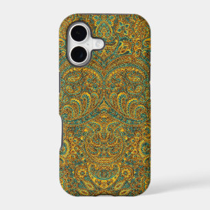 Vintage Paisley Pattern Brown 7 Green Tones