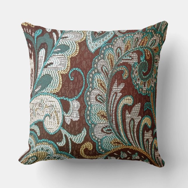 Vintage Paisley Pattern Throw Pillow (Front)