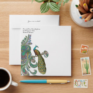 Vintage Paisley Peacock Colours Envelopes