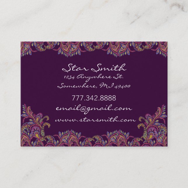 Vintage Paisley Pink and  Raspberry Business Card (Front)