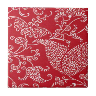 Vintage Paisley Red Ceramic Tile