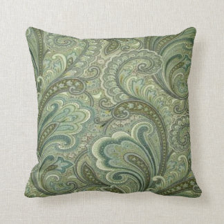 Vintage Paisley Sage MoJo Throw Pillow