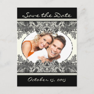 Vintage Paisley Save The Date with Your Photos Announcement Postcard