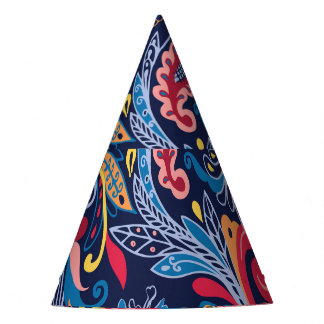 Vintage Paisley Seamless Pattern Design Party Hat