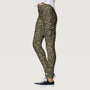 Vintage Paisly Patter Glitter & Gold Leggings