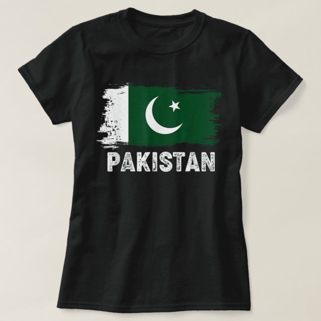 Vintage Pakistan Flag Pakistani Family Pride T-Shirt (Design Front)
