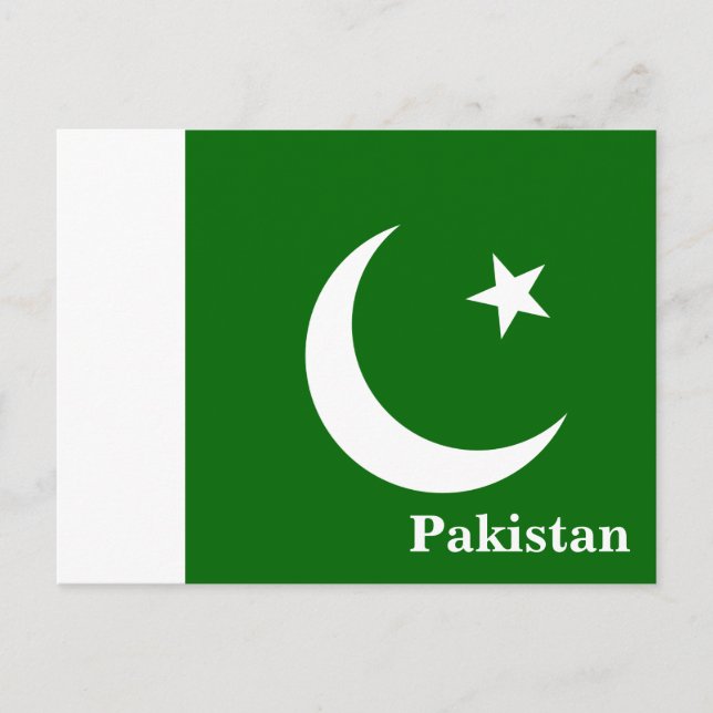 Vintage Pakistan Flag Travel Tourism Postcard (Front)