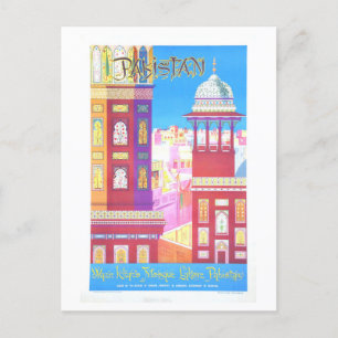 Vintage Pakistan Travel Poster Postcard