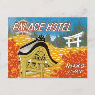 Vintage Palace Hotel Japan Label Art Postcard