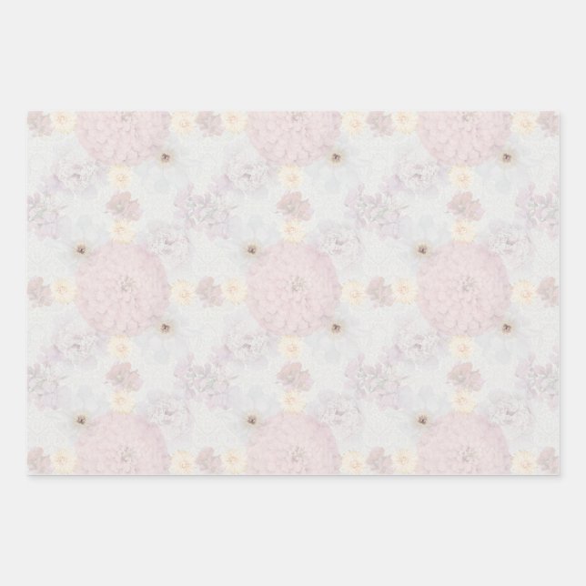 Vintage Pale Floral  Wrapping Paper Sheet (Front)