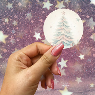 Vintage pale Merry Christmas Classic Round Sticker