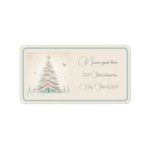 Vintage pale Merry Christmas customized address Label
