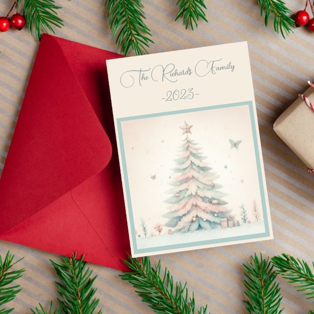 Vintage pale Merry Christmas Customized Holiday Card (Vintage pale Merry Christmas personalized greeting Card)