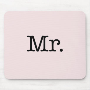 Vintage Pale Pink and Black Mr. Wedding Quote Mouse Mat