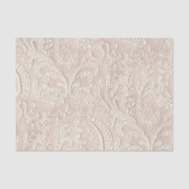 Vintage Pale Pink Lace Tissue Paper (Front)