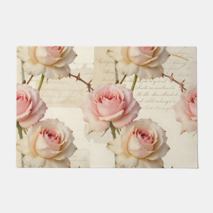 Vintage Pale Pink Rose Script Pattern Doormat