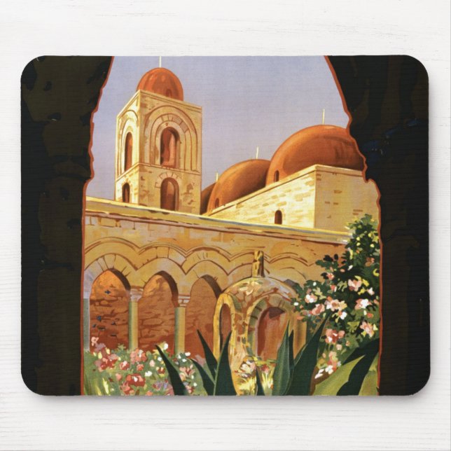 Vintage Palermo Italy Travel Tourism Advertisement Mouse Mat (Front)