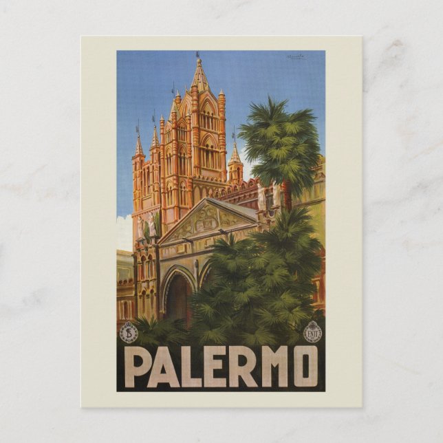 vintage Palermo Sicily Italian travel ad Postcard (Front)