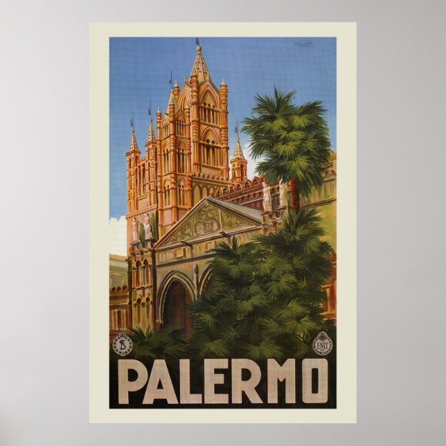 vintage Palermo Sicily Italian travel ad Poster (Front)
