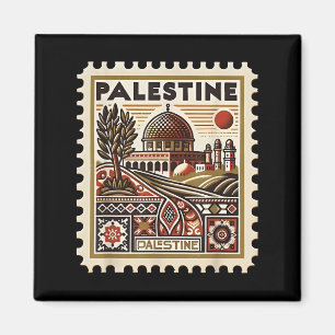 Vintage Palestine Stamp Dome Cultural Heritage Art Magnet