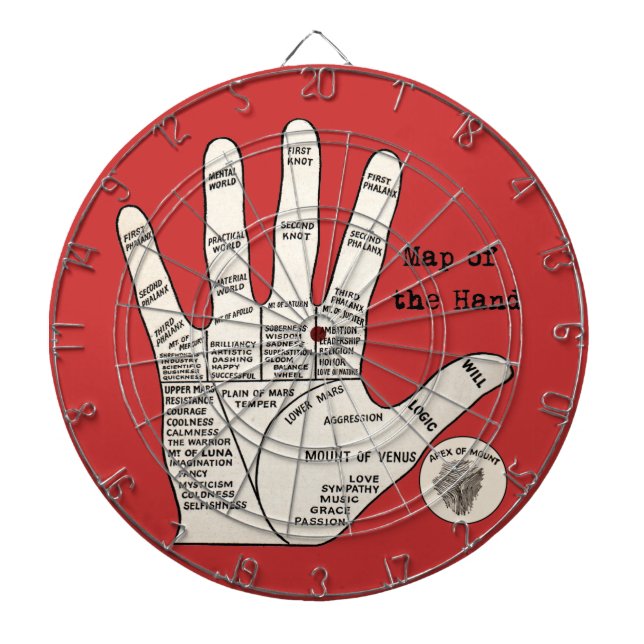 Vintage palm reading palmistry fortune dartboard (Front)