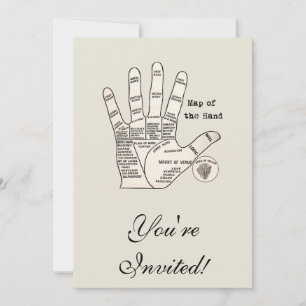 Vintage palm reading palmistry fortune invitation
