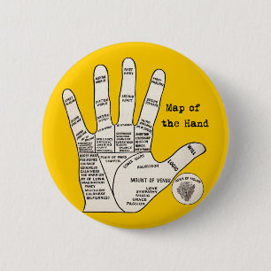 Vintage palm reading palmistry Hand Map 6 Cm Round Badge