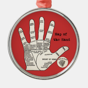 Vintage palm reading palmistry Hand Map Metal Tree Decoration