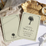 Vintage Palm Simple Destination Wedding Invitation<br><div class="desc">Vintage palm tree wedding invitation. Elegant and simple in design with 2 palm trees, plenty of breathing space and a delicate frame. The invitation is lettered with art deco typography and handwritten script with a classic wedding monogram on the back with the bride and groom's initials. Please browse my Vintage...</div>