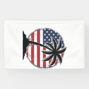 Vintage Palm Tree American Flag Summer Shirt_1 Banner