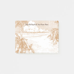 Vintage Palm Tree Beach Etching Custom Post its Post-it Notes