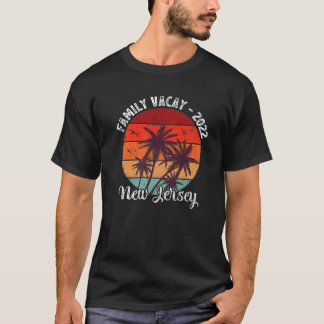 Vintage Palm Tree Family Vacation 2022 New Jersey T-Shirt
