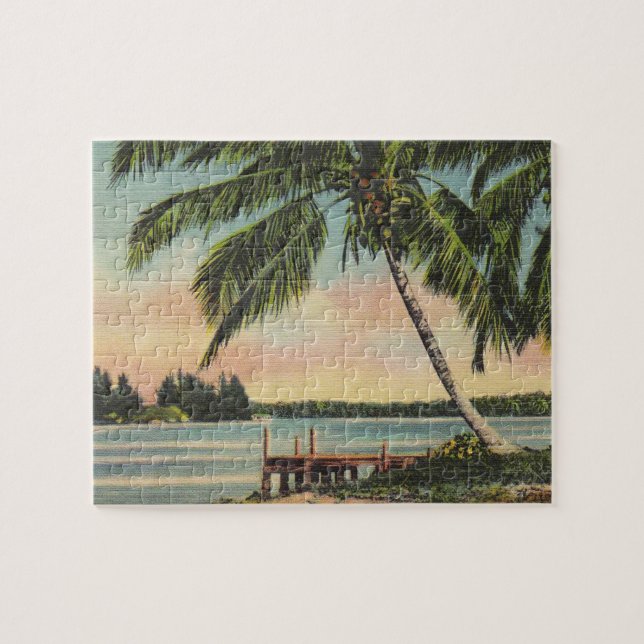 Vintage Palm Tree Retro Jigsaw Puzzle (Horizontal)