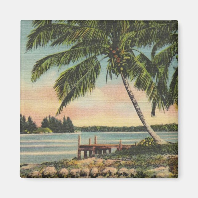 Vintage Palm Tree Retro Magnet (Front)
