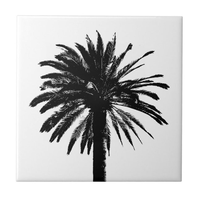Vintage palm tree silhouette custom Ceramic Tile (Front)