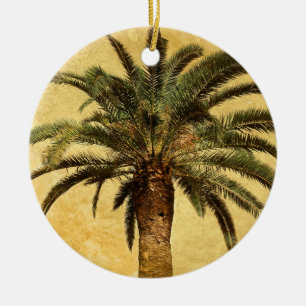 Vintage Palm Tree - Tropical Customised Template Ceramic Tree Decoration